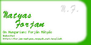 matyas forjan business card