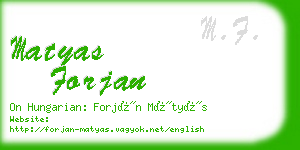 matyas forjan business card